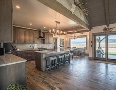 Open floor plan - drop ceiling in the kitchen.
